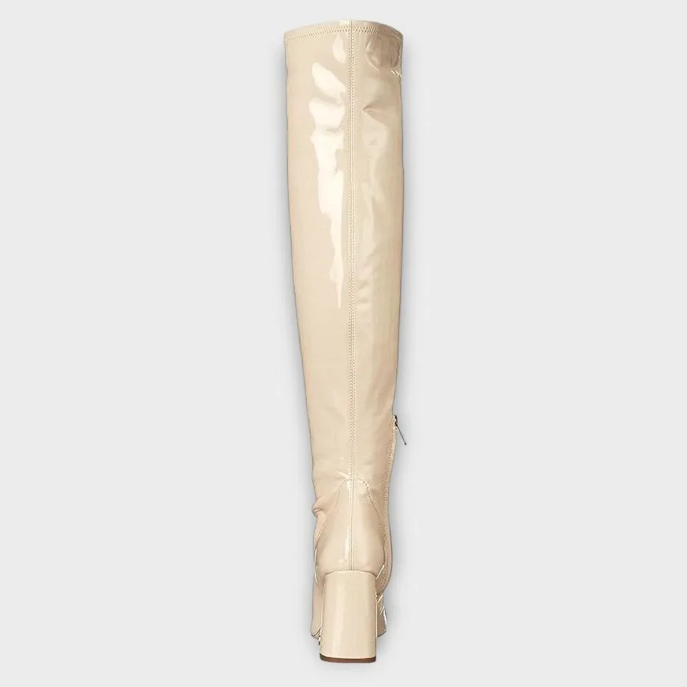 NWOT Sam Edelman Cosette Zipper Square Toe Over-The-Knee Boots CHAI LATTE